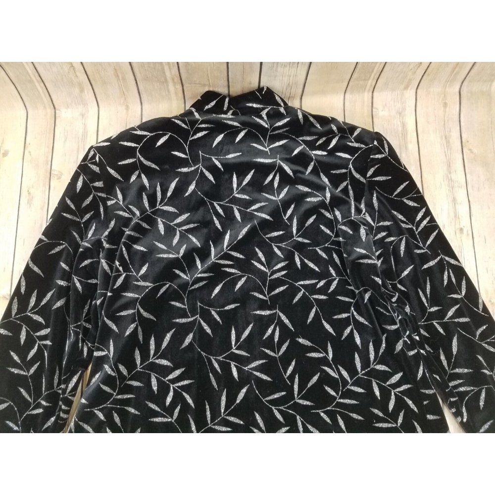 JBS Ltd Women’s Black Velvet Jacket Size 15 W Hippie Evening Wear Leaves B13 - Picture 10 of 12